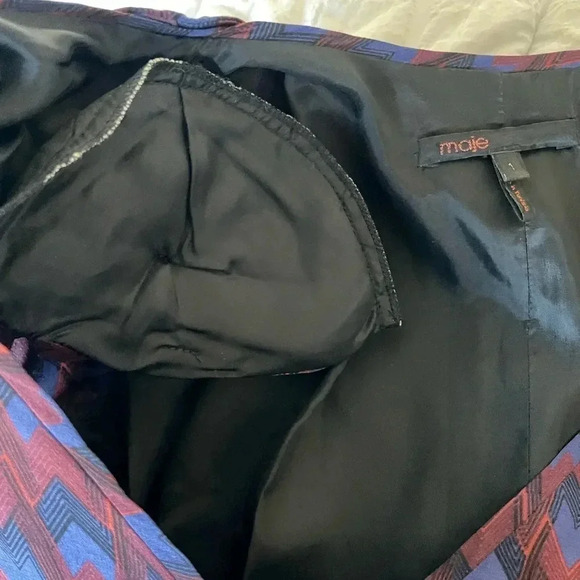 Maje silk printed shoulder pad mini dress - Picture 6 of 11